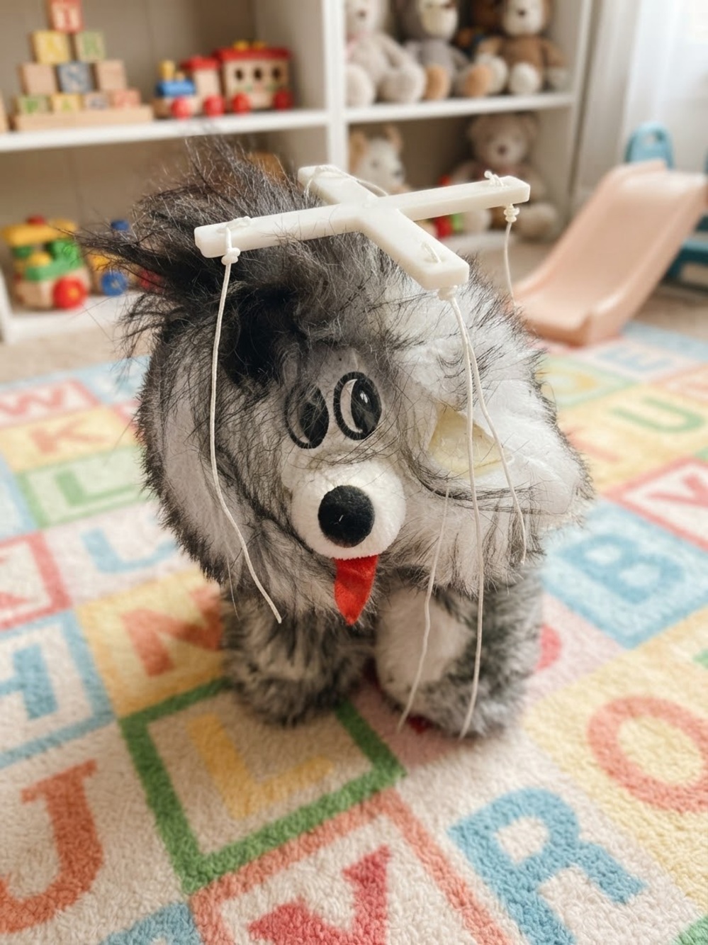 Vintage European Poodle Puppy Dog Marionette Puppet 14" String Toy Plush Pet New